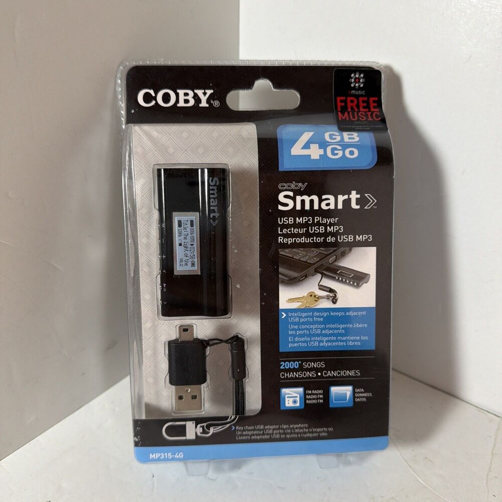 Coby MP315-4G 4GB USB Storage Stick MP3 Player Digital Music Storage WMA New